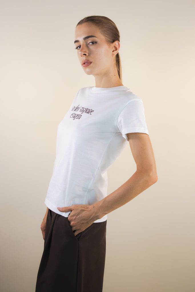 T-shirt panna ricamo moro sogno RK1885 PANNA/MORO EGG FAMILY 