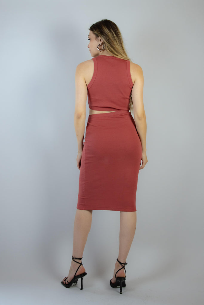 Abito cut out rosa arancio W2ROSS06 PORPORA EGG FAMILY 