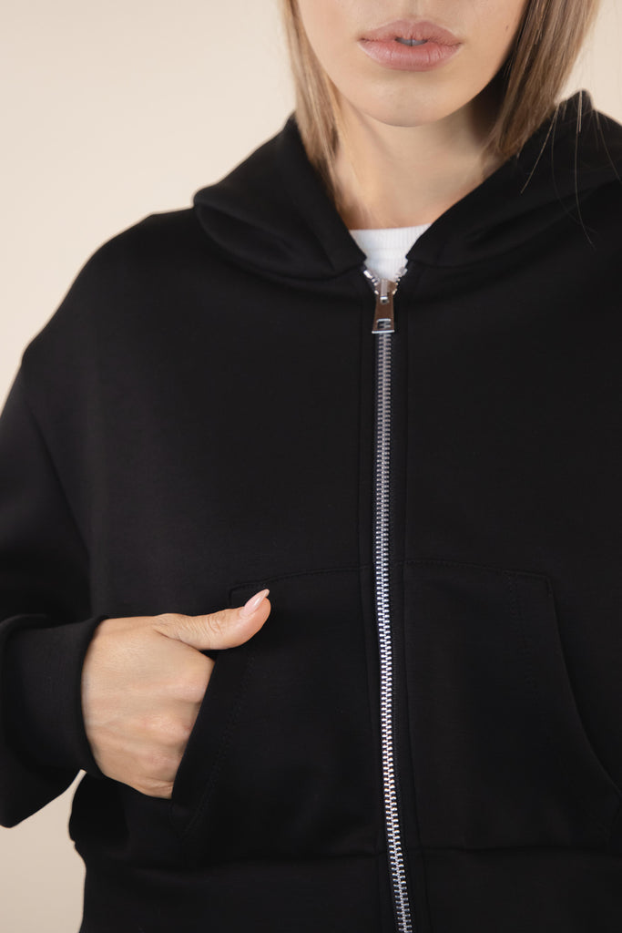 Felpa crop nera con zip W1GIORGI 07 NERO EGG FAMILY 