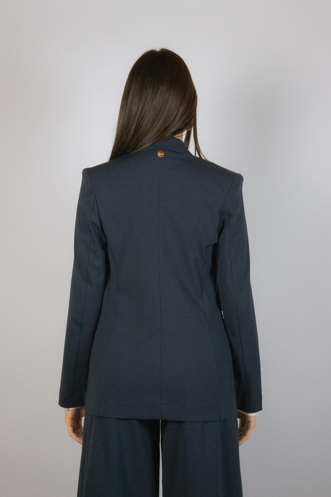 Blazer blu con revers in punto Milano G517/1 BLU EGG FAMILY 