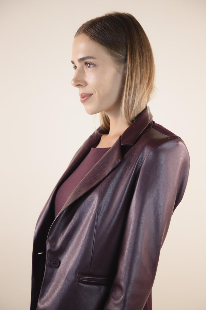 Blazer in ecopelle e punto milano amarone H507/38 AMARONE EGG FAMILY 