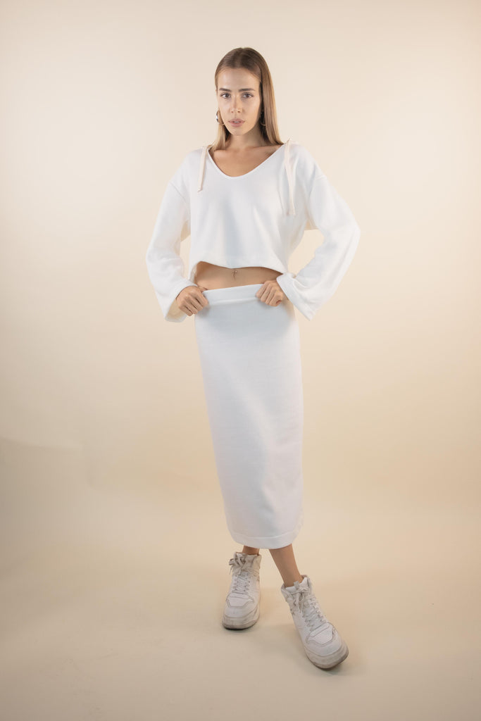 Gonna longuette Bianco lana W1LISI 17 LANA EGG FAMILY 