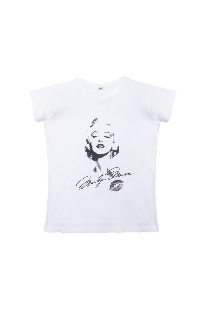 T-shirt bianca con stampa Marilyn 177354 BIANCO EGG FAMILY 