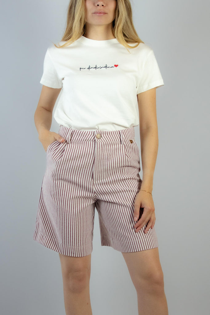 Pantaloni bermuda a righe bianche e rosse BT803 VARIANTE 22 EGG FAMILY 