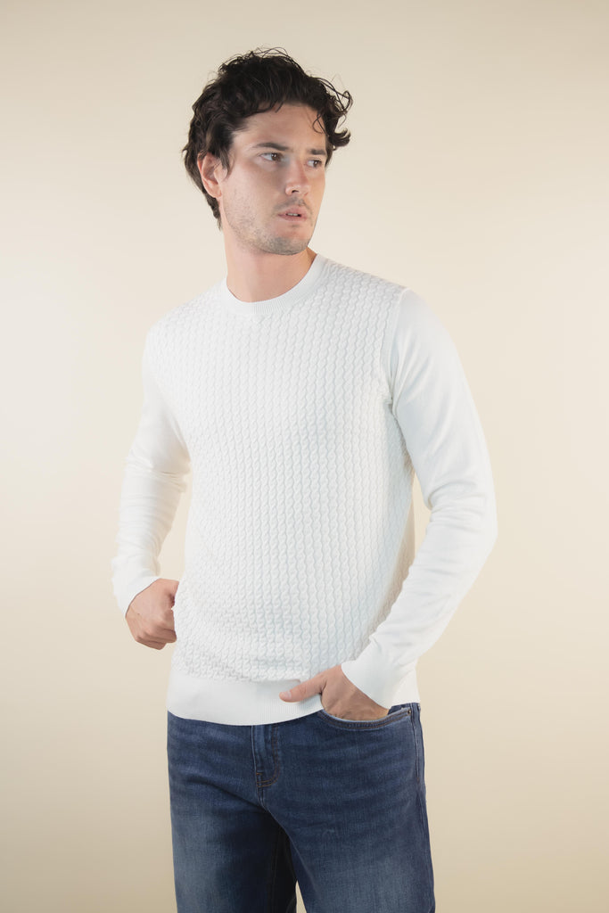 Maglia con intreccio Ecru P20025 ECRU EGG FAMILY 