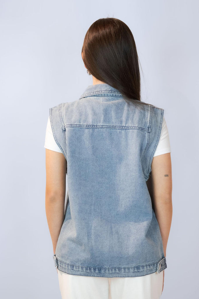 Gilet in jeans chiaro EG822 DENIM EGG FAMILY 