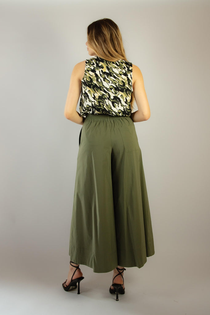 Pantalone gmaba ampia verde militare G184/11 ARMY 2 EGG FAMILY 