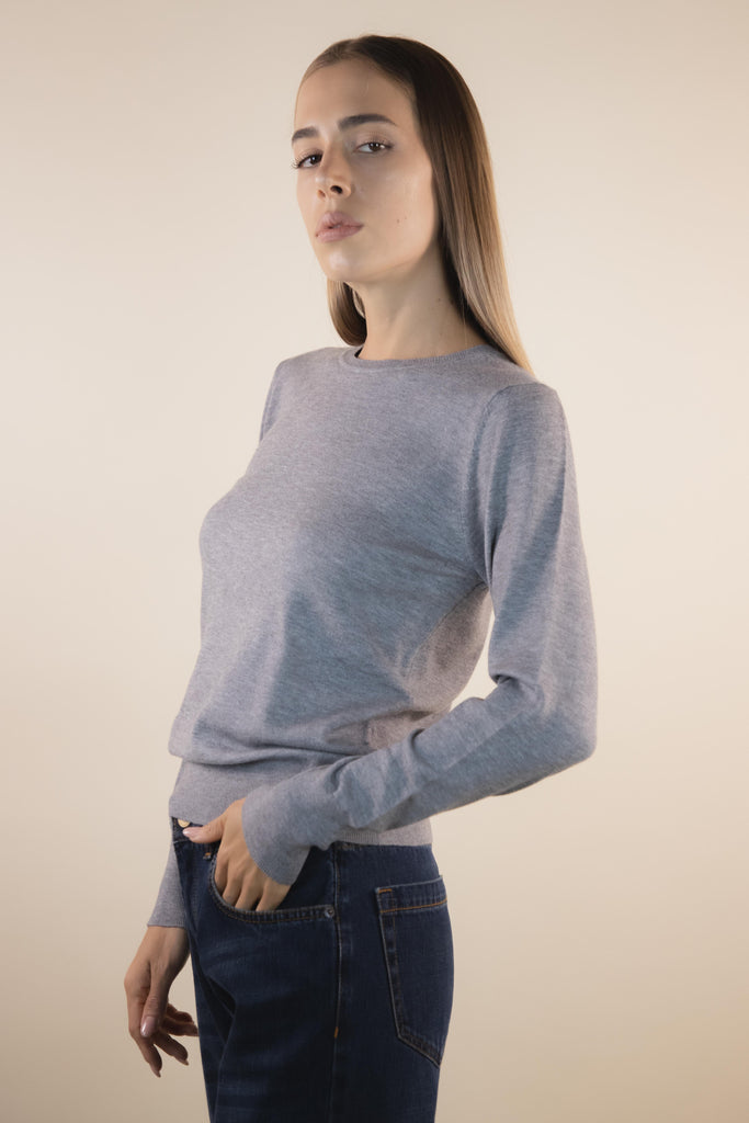 Maglia in viscosa paricollo in grigio melange PK200223 GRIGIO EGG FAMILY 