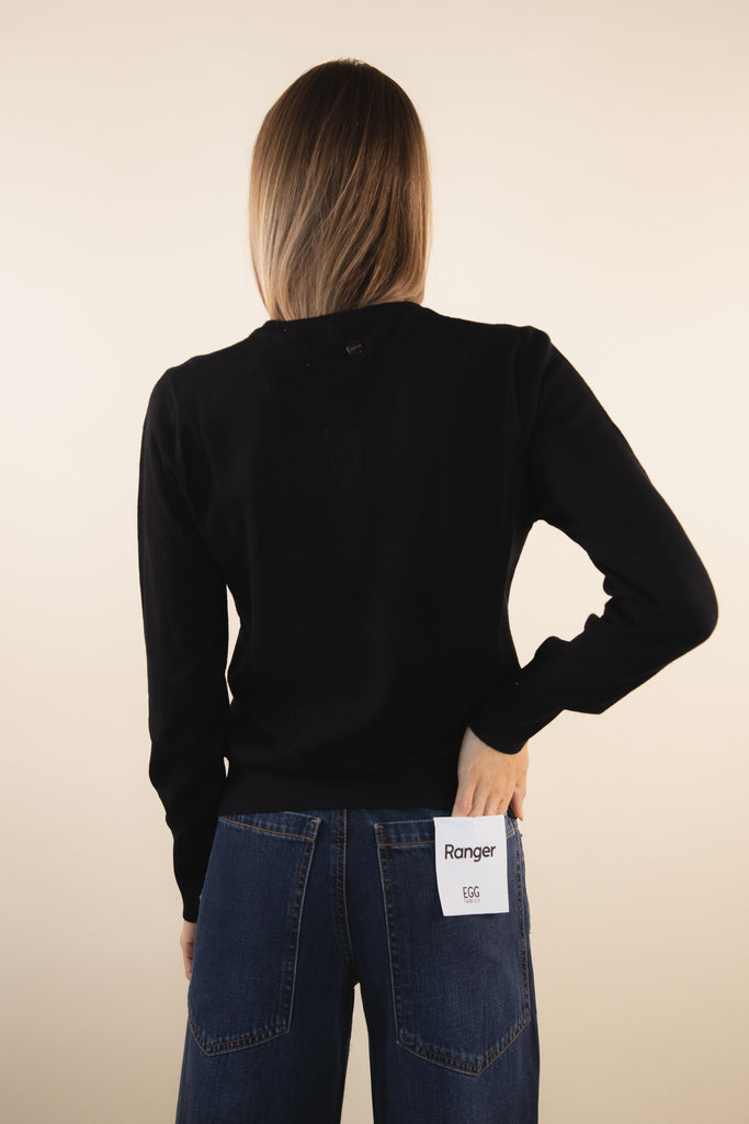 Maglia con bottoncini nero PK20025 NERO EGG FAMILY 