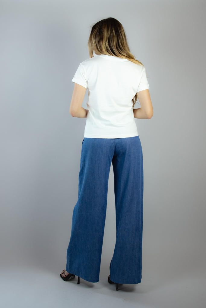 T-shirt bianca con strass WIELODIE07 PANNA EGG FAMILY 