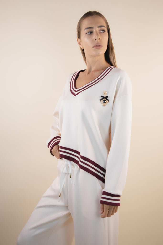 Felpa con spilla avorio W1RICCI 11 AVORIO/VINACCIA EGG FAMILY 