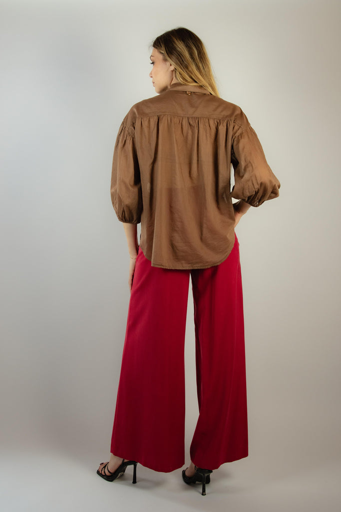 Camicia in mussola di cotone marrone EG108 CAFFE EGG FAMILY 