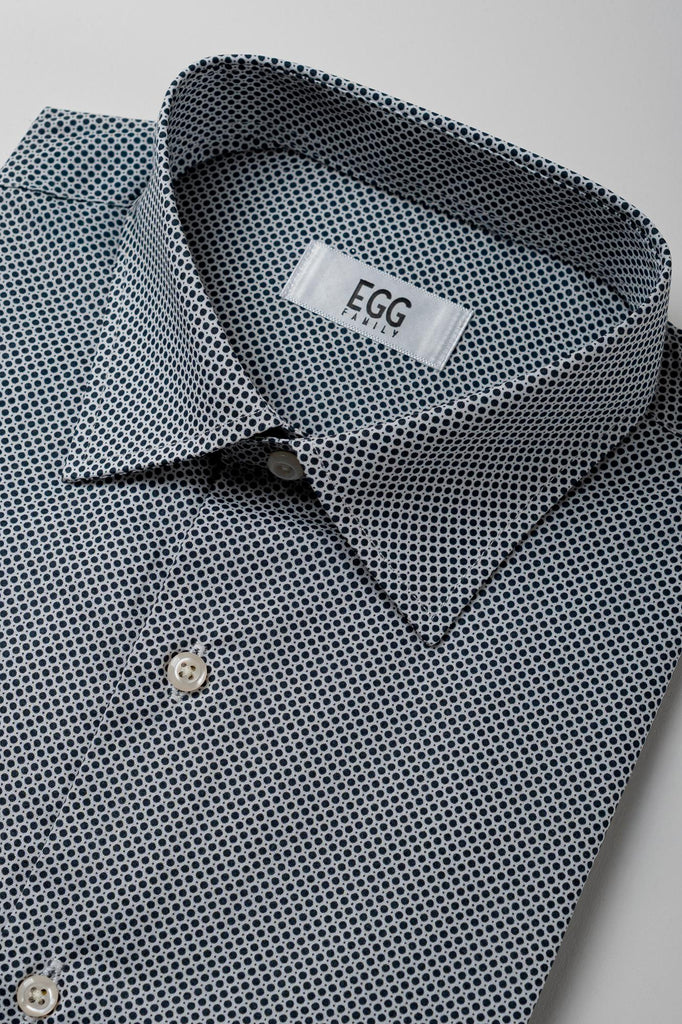 Camicia in cotone con micropois blu C82 EGG/82 704 EGG FAMILY 