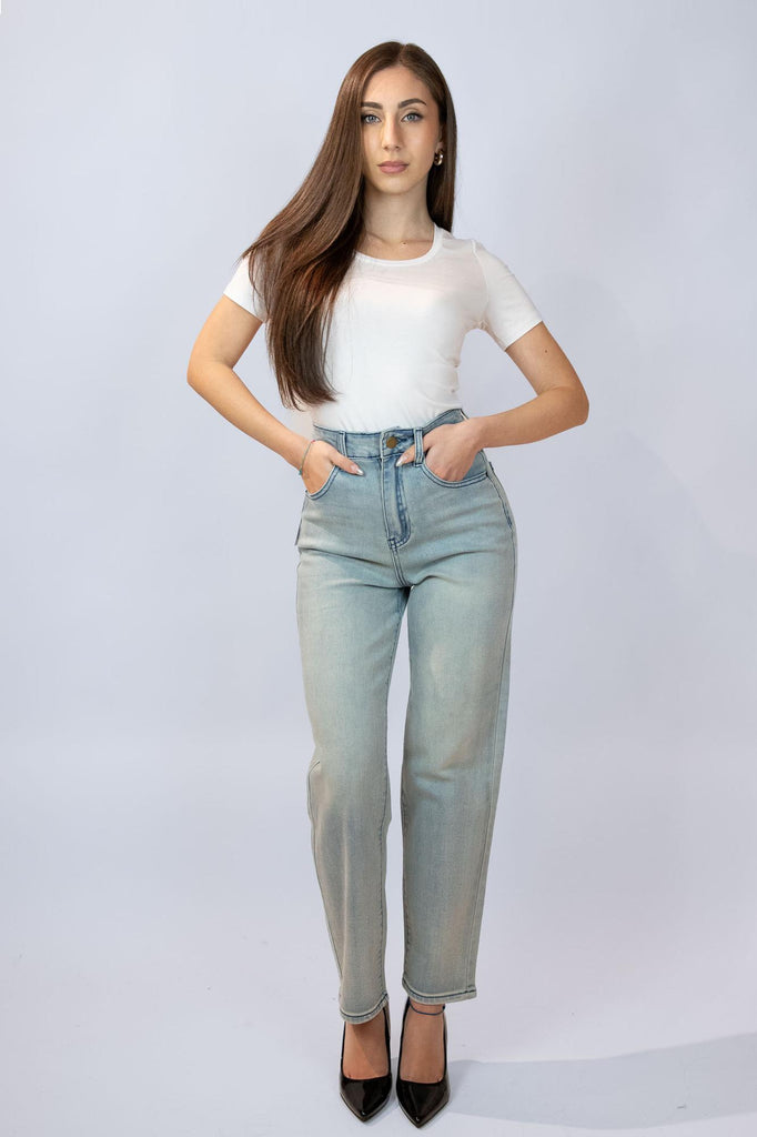 Jeans denim chiaro mom fit EG802 DENIM EGG FAMILY 