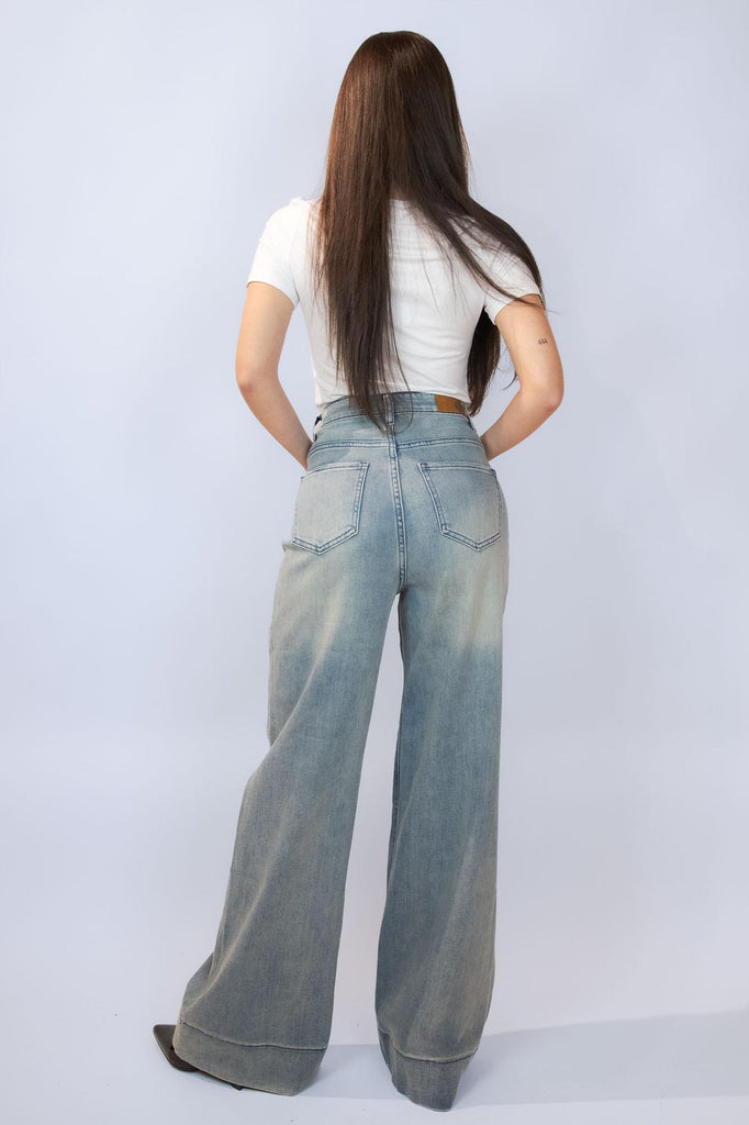 Jeans chiaro wide leg slavato EG810# DENIM EGG FAMILY 