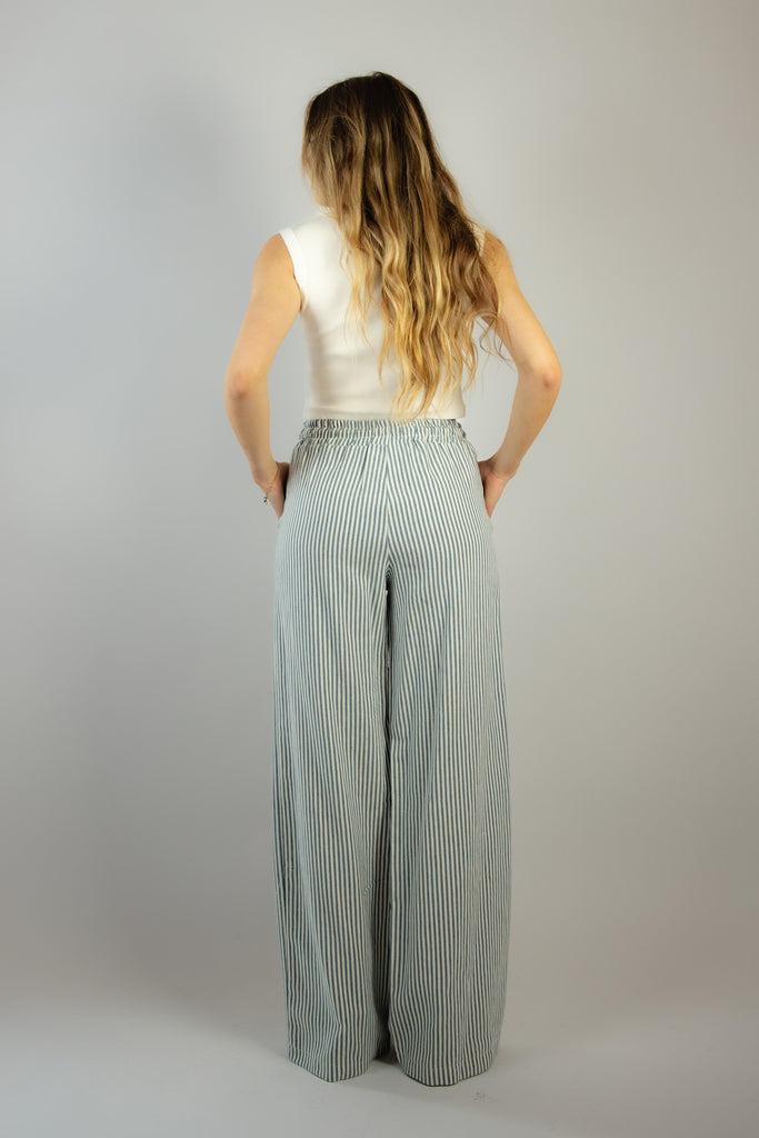 Pantalone lungo a righe bianche e blu 6598 VARIANTE 26 EGG FAMILY 