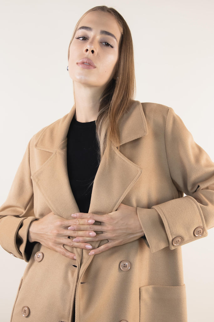 Cappotto leggero sfoderato color cammello ZK4275T48 CAMMELLO EGG FAMILY 