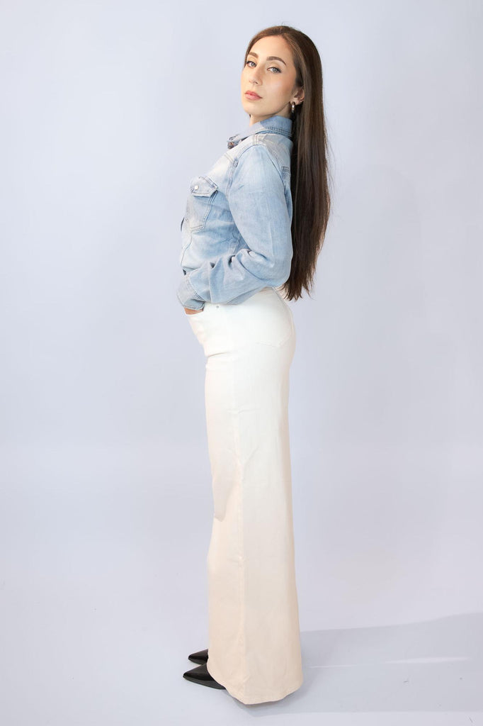 Jeans a palazzo bianco vita alta EG808-1 BIANCO EGG FAMILY 