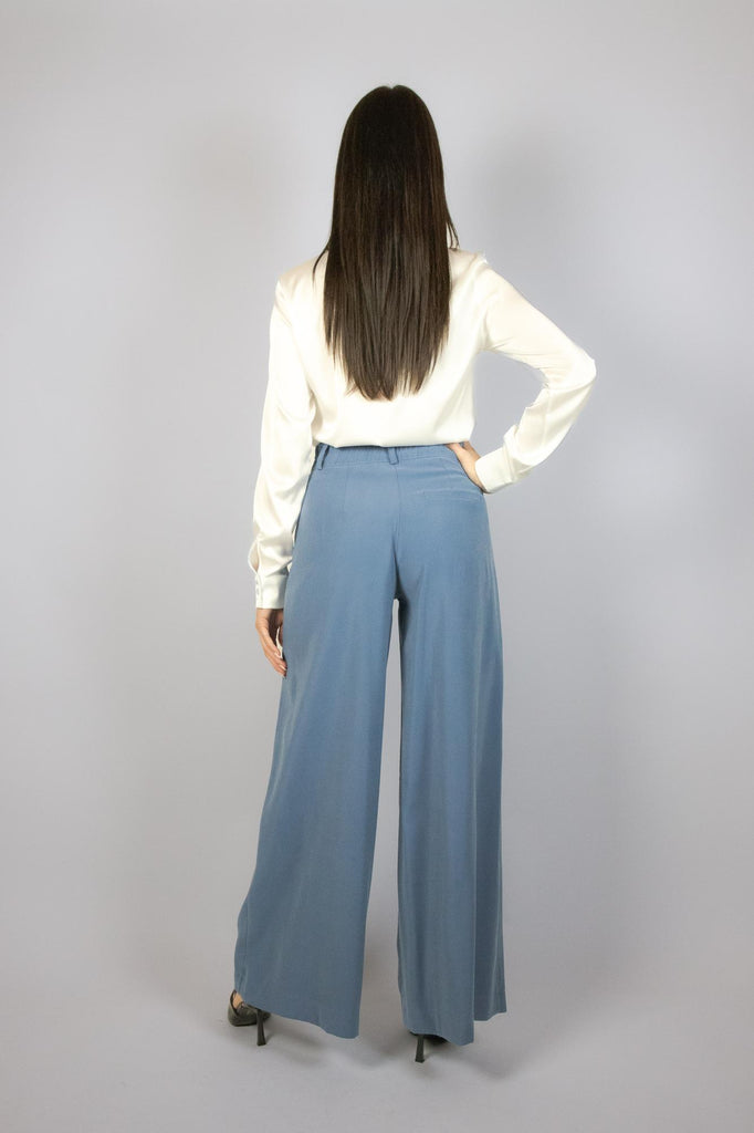 Pantalone palazzo in viscosa celeste chiaro G193/21 DENIM EGG FAMILY 
