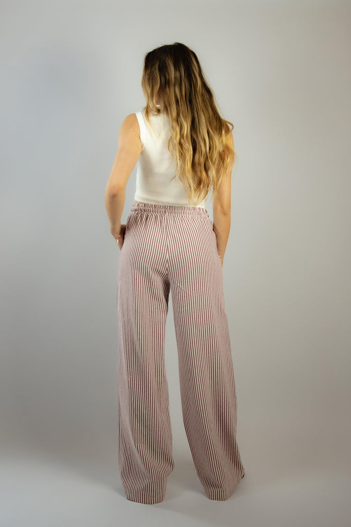 Pantalone lungo in cotone a righe bianche e rosse 6598 VARIANTE 22 EGG FAMILY 