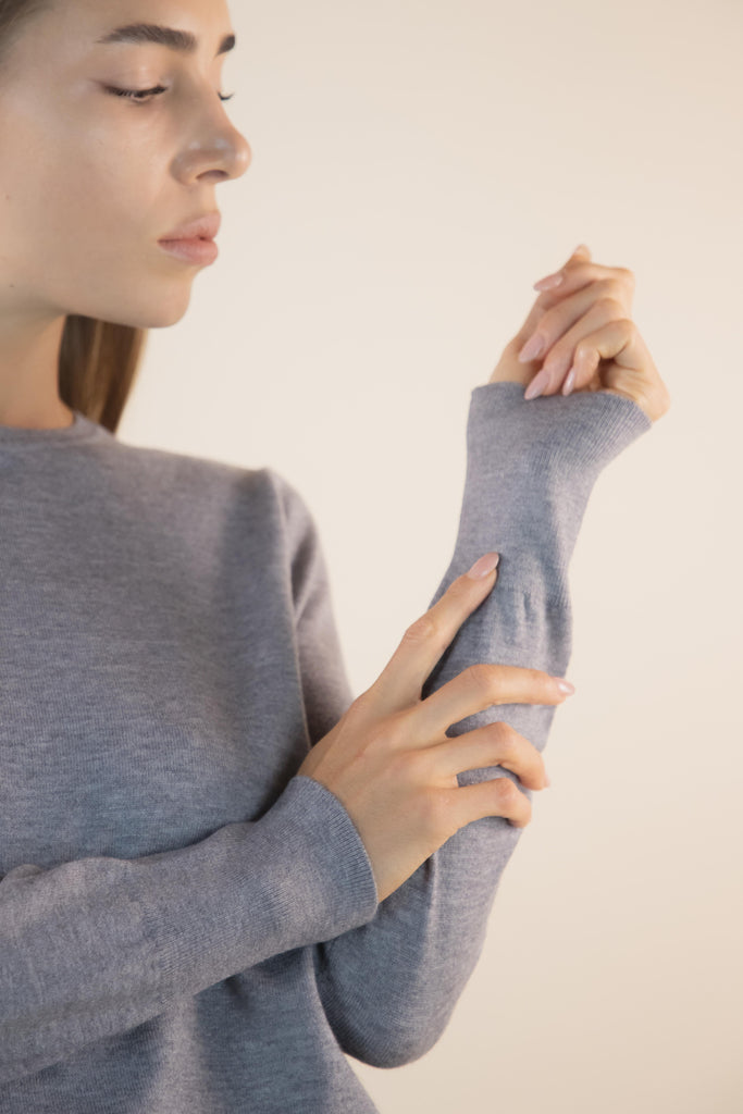 Maglia in viscosa paricollo in grigio melange PK200223 GRIGIO EGG FAMILY 