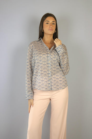 Camicia in cotone microfantasia floreale rosa 6435/B VARIANTE 2 EGG FAMILY 