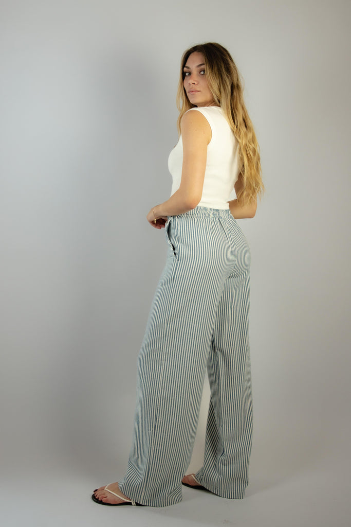 Pantalone lungo a righe bianche e blu 6598 VARIANTE 26 EGG FAMILY 