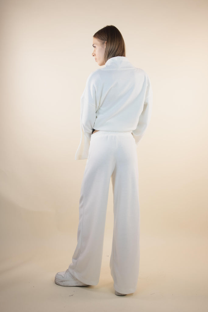 Pantalone comodo lungo bianco W1LISI 23 LANA 02 EGG FAMILY 