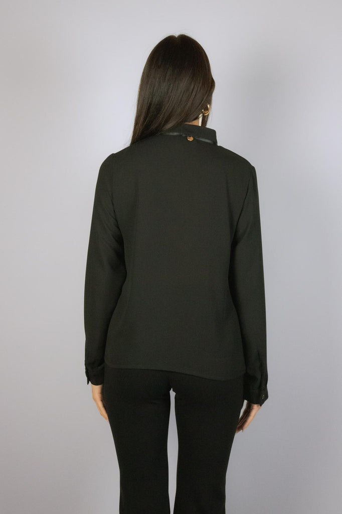 Camicia con plissettatura e fiocco in raso JULY CAJULY T50 NERO EGG FAMILY 