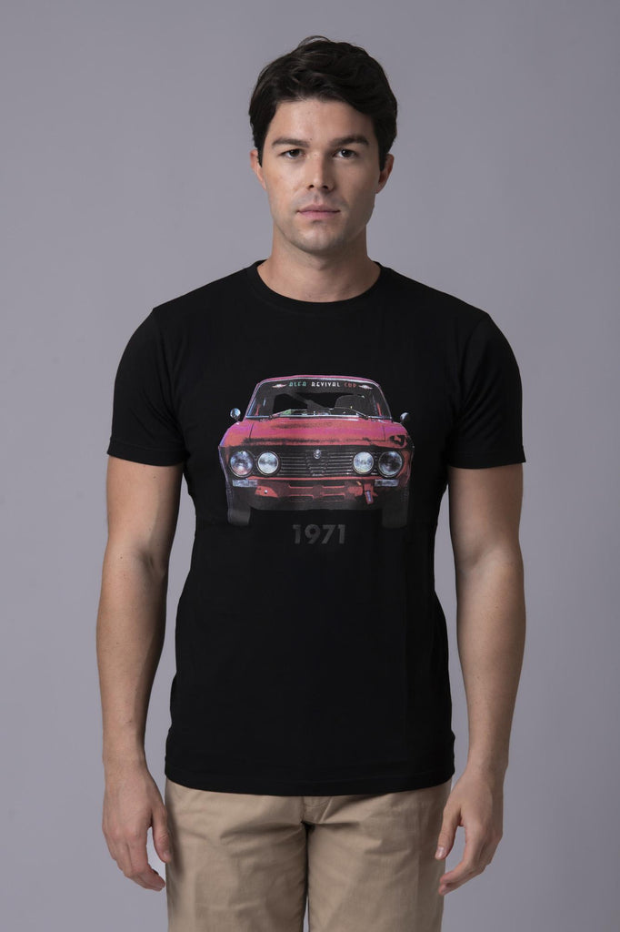 T-shirt nera con stampa Alfa Romeo 177366 NERO EGG FAMILY 