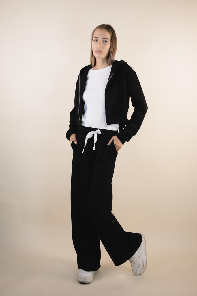 Pantalone sportivo nero a palazzo W1GIORGI 08 NERO EGG FAMILY 