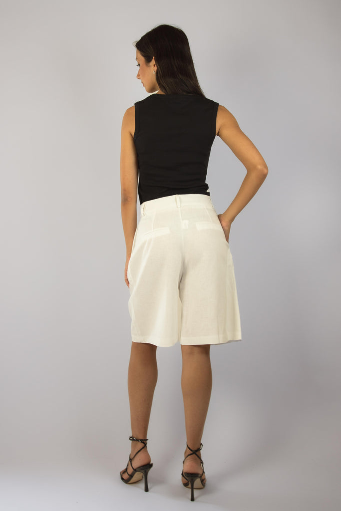 Bermuda in lino bianco JP3364T110 LATTE EGG FAMILY 