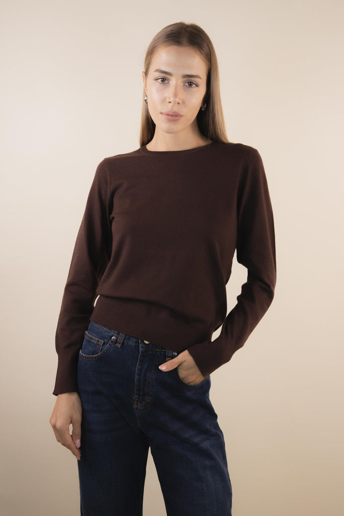 Maglia paricollo in viscosa color cacao PK200223 CACAO EGG FAMILY 