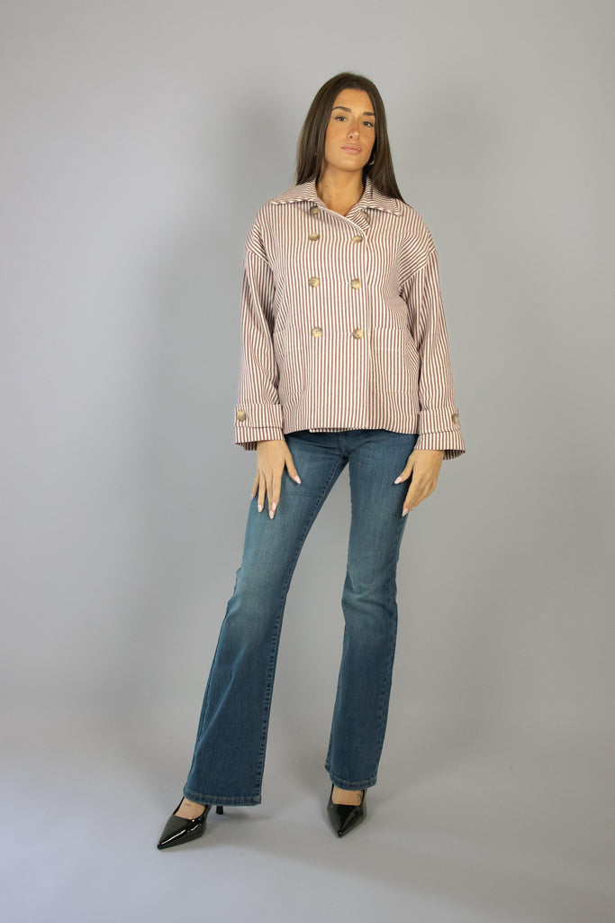 Trench in cotone a righe bianche e bordeaux 50826 MANTECA EGG FAMILY 