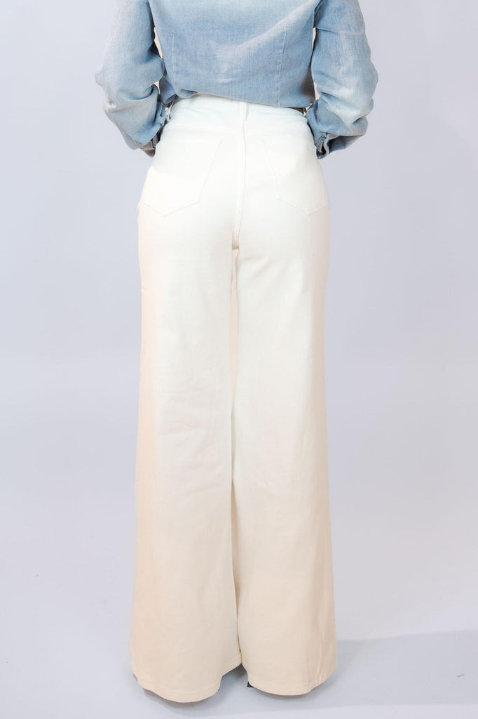 Jeans a palazzo bianco vita alta EG808-1 BIANCO EGG FAMILY 