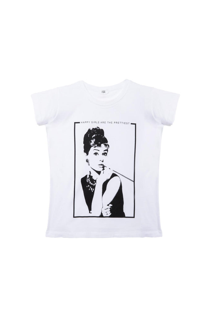 T-shirt con stampa Audrey 177350 BIANCO EGG FAMILY 
