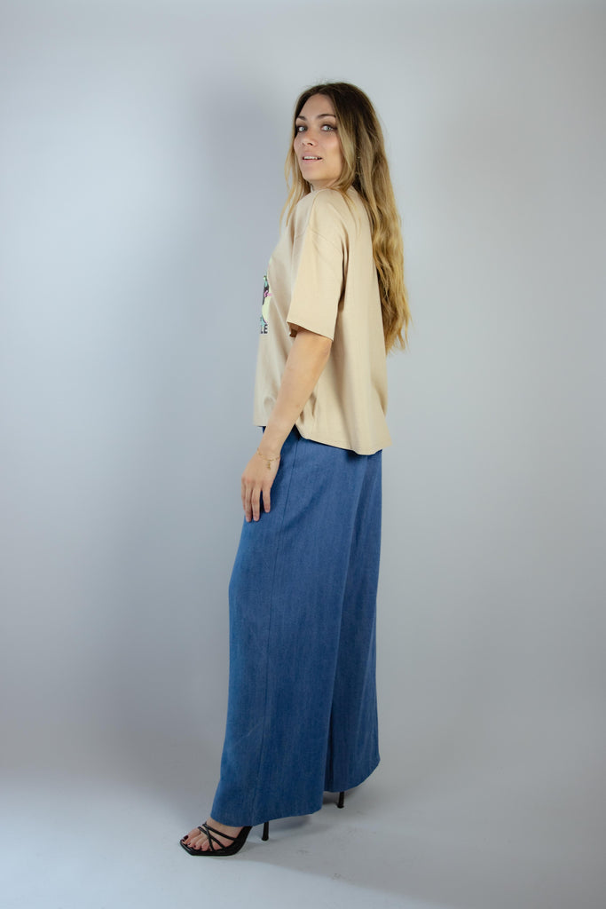 T-shirt beige con stampa Irresitible IRRESISTIBILE BEIGE EGG FAMILY 