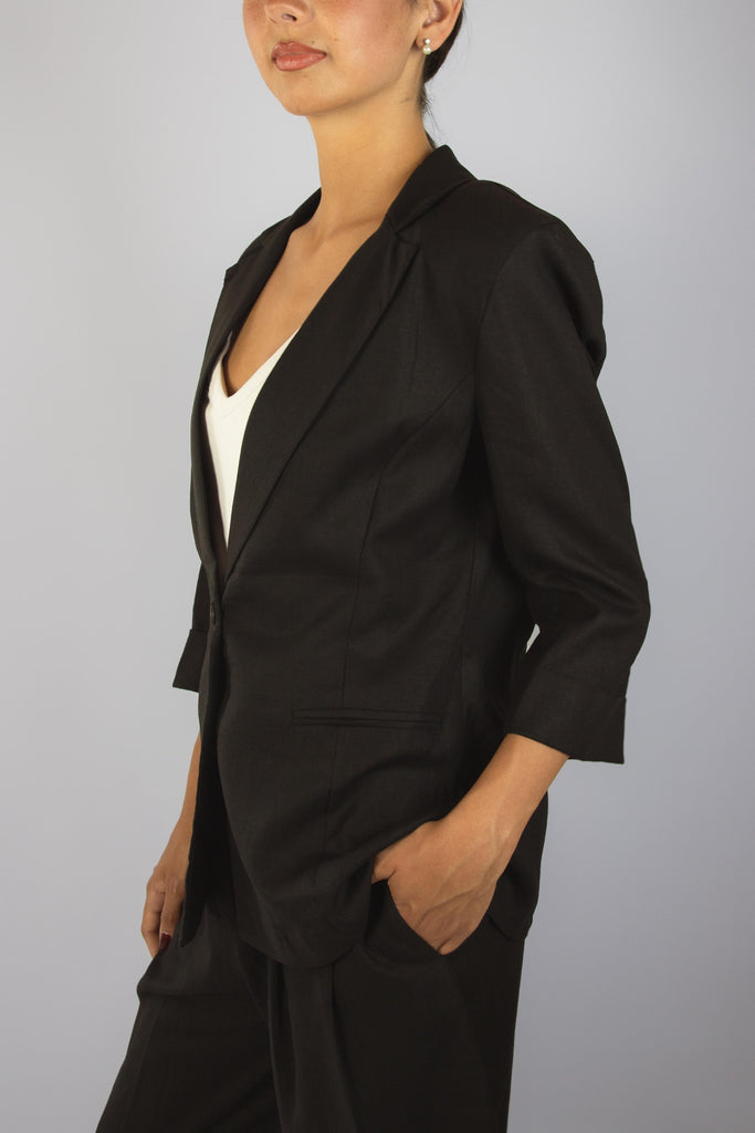 Giacca nera in lino e viscosa JK4210T110 NERO EGG FAMILY 