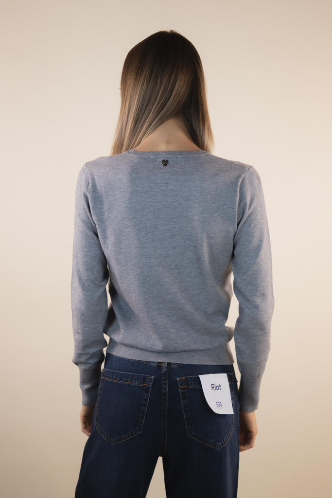 Maglia in viscosa paricollo in grigio melange PK200223 GRIGIO EGG FAMILY 