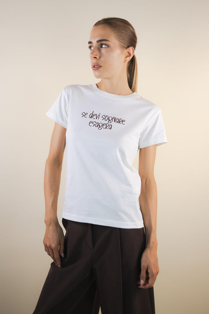 T-shirt panna ricamo moro sogno RK1885 PANNA/MORO EGG FAMILY 