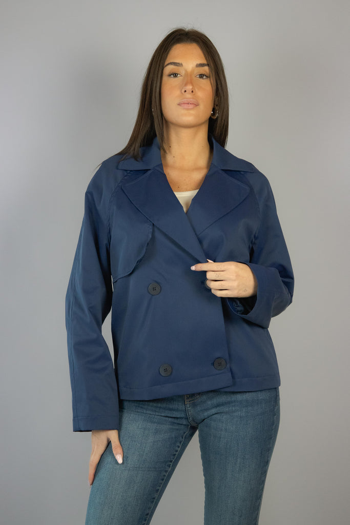 Trench blu navy corto SG02 BLU DENIM EGG FAMILY 