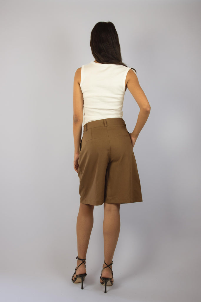 Bermuda in lino color cioccolato JP3364T110 MORO EGG FAMILY 