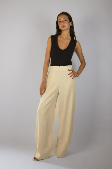 Pantalone lungo in lino beige chiaro JP3001T110 BEIGE EGG FAMILY 