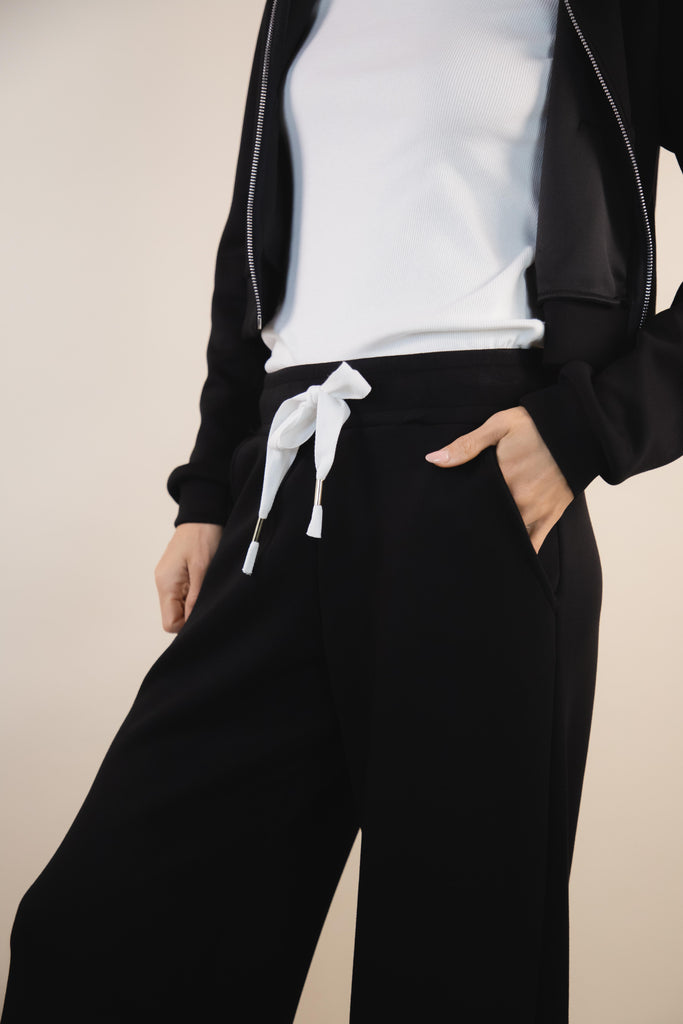 Pantalone sportivo nero a palazzo W1GIORGI 08 NERO EGG FAMILY 