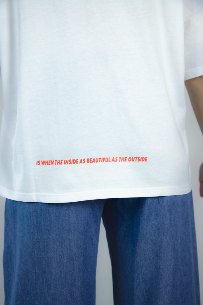 T-shirt bianca con maxi stampa Elegance ELEGANCE BIANCO EGG FAMILY 