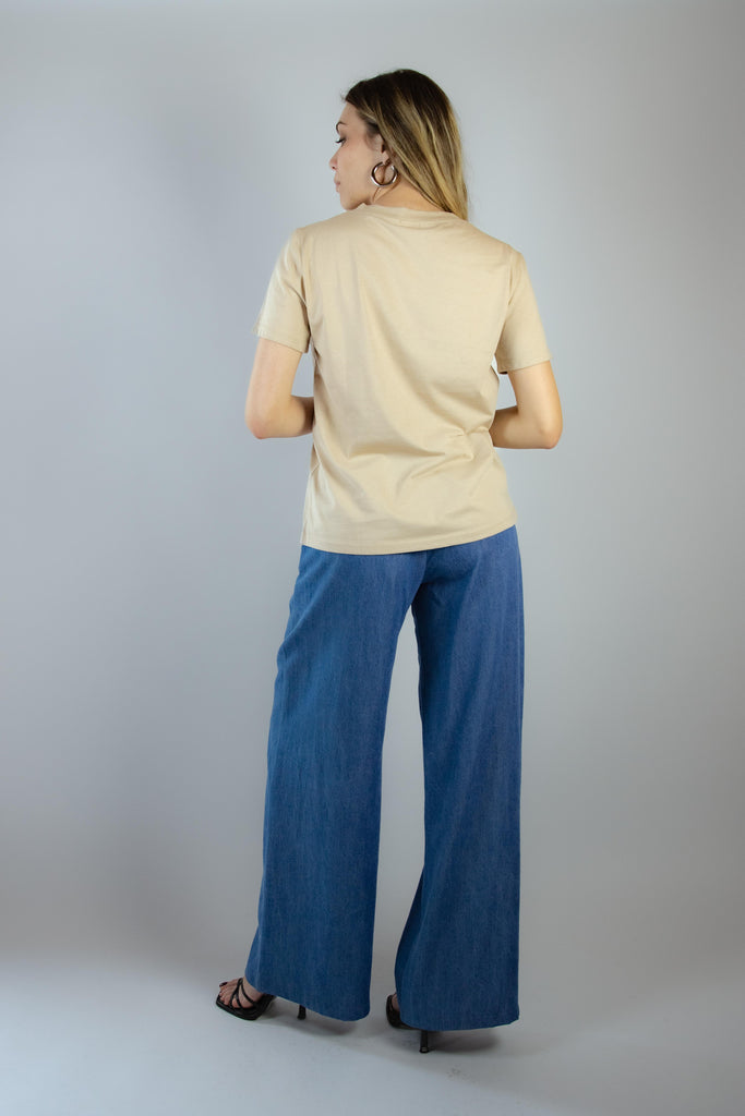 T-shirt beige con stampa Outsider OUTSIDER BEIGE EGG FAMILY 