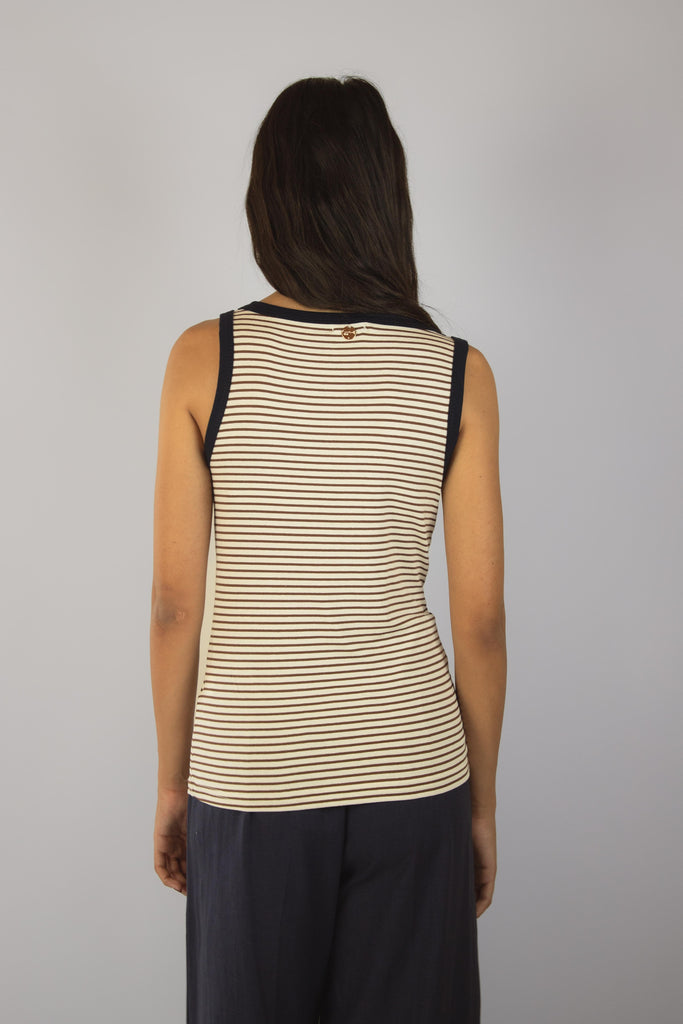 Canotta a righe bianche e marroni T6702R15T39 BLU EGG FAMILY 