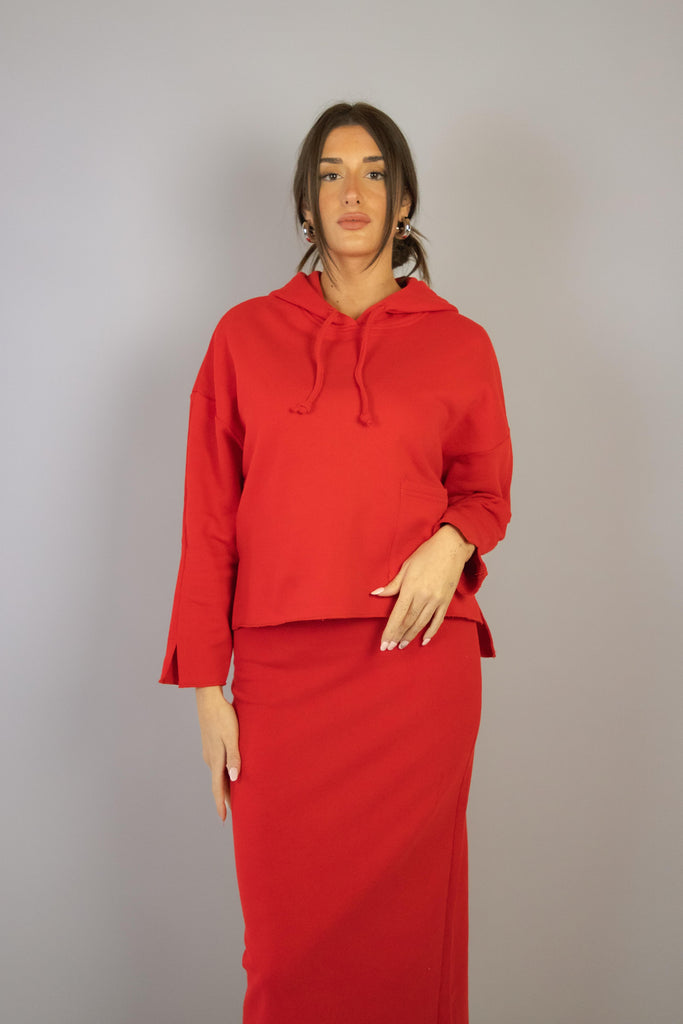 Felpa rossa leggera con cappuccio LOS ANGELES ROSSO EGG FAMILY 