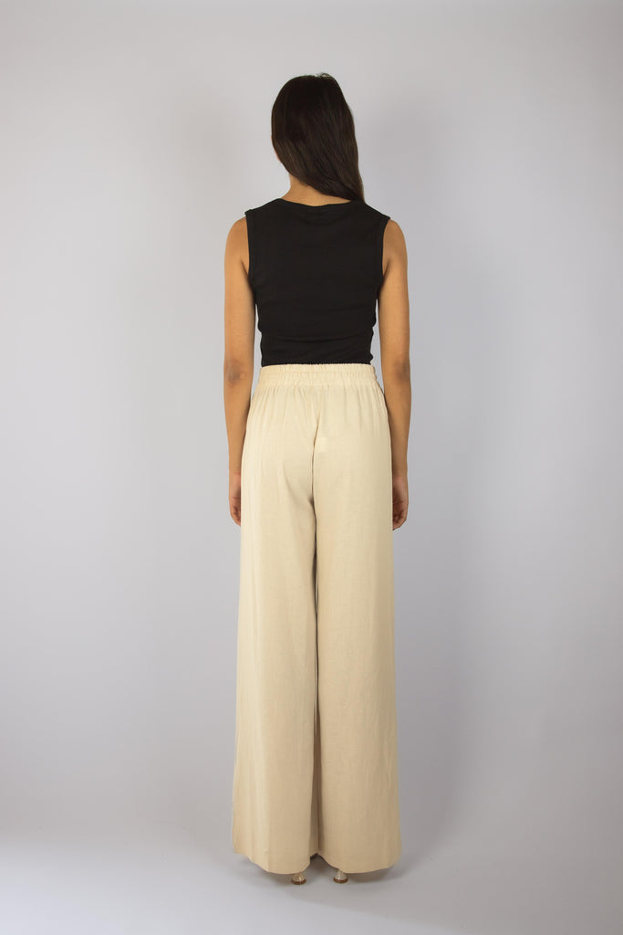 Pantalone in lino beige chiaro JP3134T110 BEIGE EGG FAMILY 