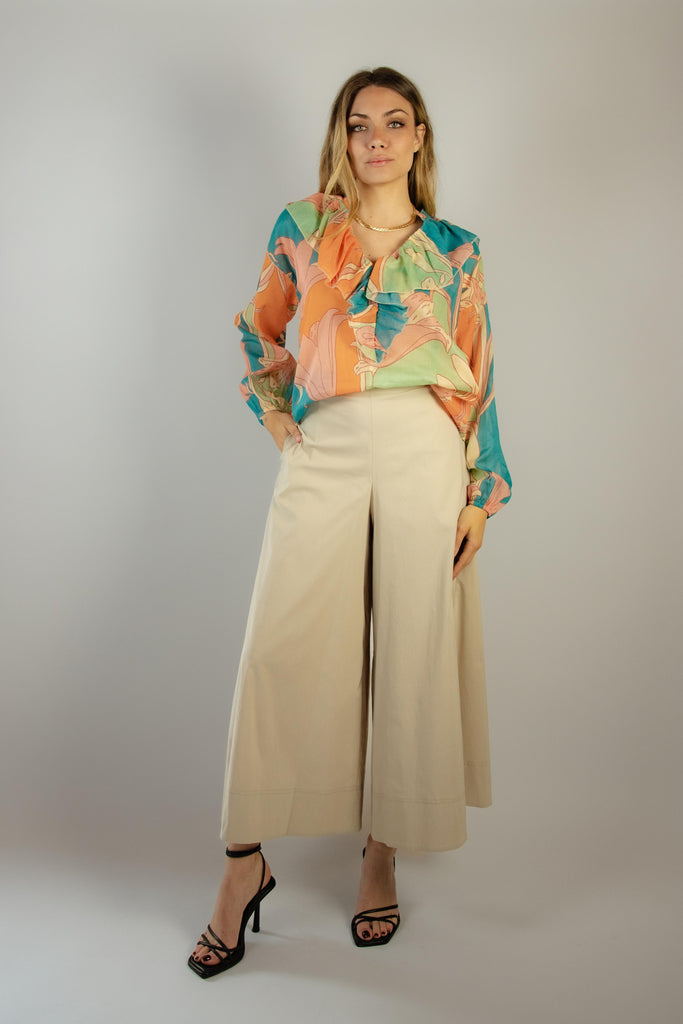 Camicia in mussola di cotone fantasia rosa e azzurro 7393 VARIANTE 2 EGG FAMILY 